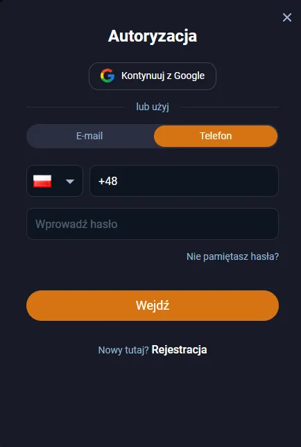 Formularz rejestracji w kasynie online